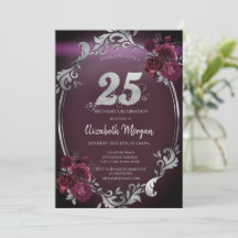 Moldura Chic Prata Rosas Bordeaux 25º Aniversário