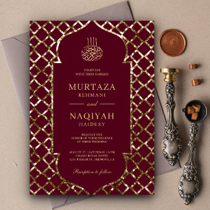 Convite Moldura com Purpurina Dourada Antiga Casamento Muç