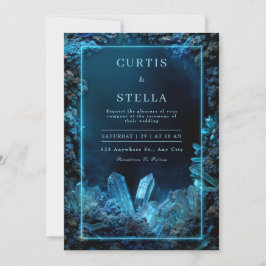 Convite Moldura de Borda Neon Cristal Azul Elétrico Casame