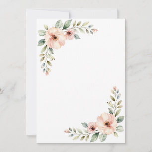 Convite Moldura de Canto de Casamento Aquarela Floral Peôn