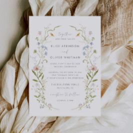 Convite Moldura de casamento com flores silvestres em tons