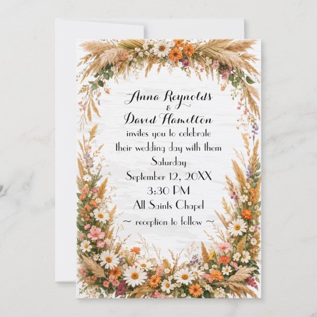 Convite Moldura de Casamento de Flores de Verão (Frente)
