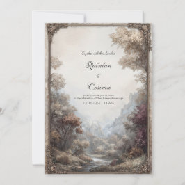 Convite Moldura de casamento de grande paisagem vintage pa