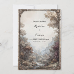 Convite Moldura de casamento de grande paisagem vintage pa