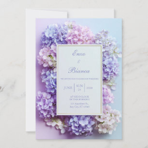 Convite Moldura de Casamento de Hortênsia Lavanda com Rele