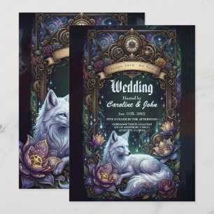 Convite Moldura de Casamento de Raposa Steampunk.