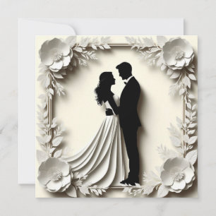 Convite Moldura de Casamento Floral Noiva Noivo Romântico