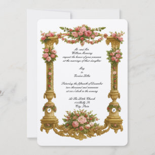 Convite Moldura de Cor Pedestal Barroco Rococó Casamento