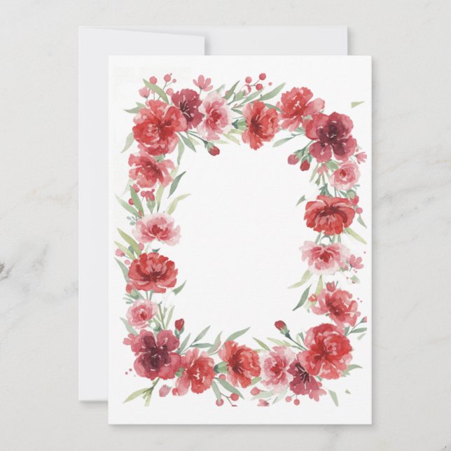 Convite Moldura de Cravo Rosa e Vermelho (Frente)
