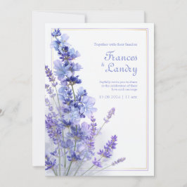 Convite Moldura de Filigrama Dourado Lavanda Periwinkle Ca