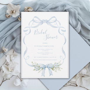 Convite Moldura de Fita Azul Elegante Arco de Casamento 