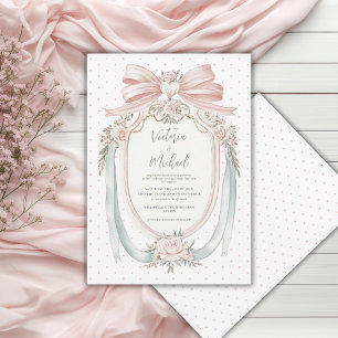 Convite Moldura de Fitas e Laços Casamento Floral Vintage