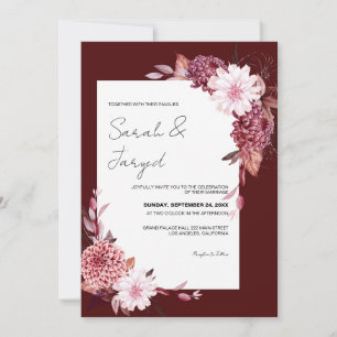 Convite Moldura de Flores de Outono Casamento
