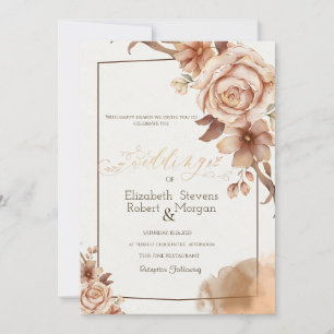 Convite Moldura de Flores de Outono em Aquarela Casamento