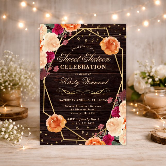 Convite Moldura de Flores Vermelhas e Laranja de Outono Do (Criador carregado)