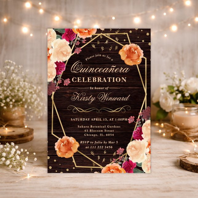 Convite Moldura de Flores Vermelhas e Laranjas de Outono Q (Criador carregado)