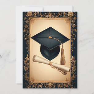 Convite Moldura de Formatura Elegante com Cartola de Gradu