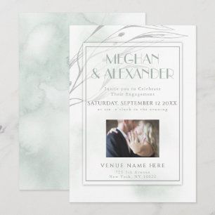 Convite Moldura de Foto de Ramificação Selvagem Verde de