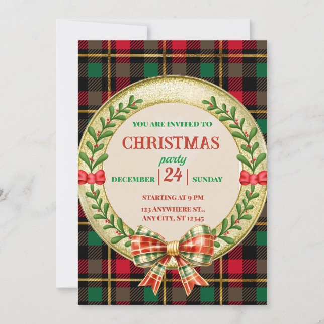 Convite Moldura de Foto Personalizada e Coroa de Natal (Frente)
