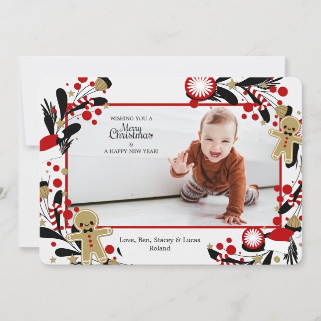 Convite Moldura de Homens de Biscoito de Gengibre Foto Car (Frente)