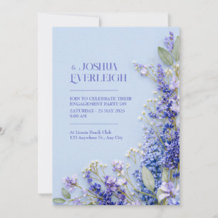 Convite Moldura de Lavanda Primavera Rústica Azul Claro