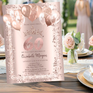 Convite Moldura De Literatura,Coroa,Balões 60º Aniversário