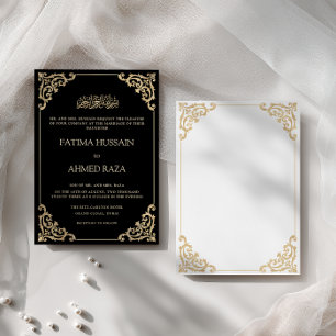 Convite Moldura de Ouro Antigo Opulento Casamento Muçulman