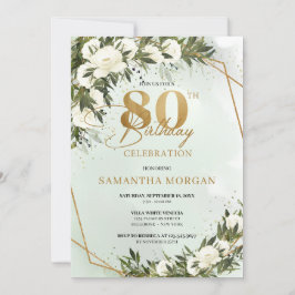 Convite Moldura de ouro verde rosa branca 80