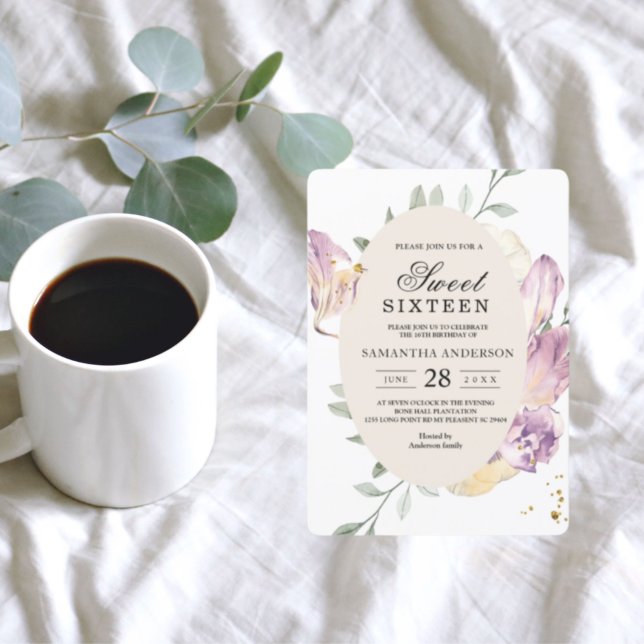 Convite Moldura de Pansy & Purple Watercolor Elegante (Criador carregado)