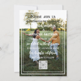 Convite Moldura de QR Code de Foto Personalizada Monograma