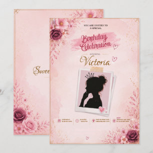 Convite Moldura de retrato de silhueta de princesa clipart