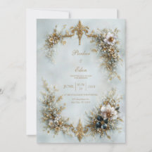Moldura de Rolo Dourado Floral Branco Casamento Az