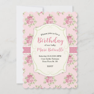 Convite Moldura de Rosas Vintage Shabby Chic