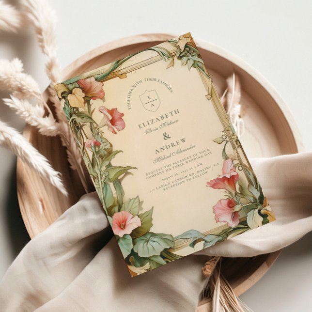 Convite Moldura de Vinha Rosa casamento (Criador carregado)