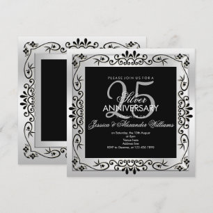 Convite Moldura Decorativa Chic Silver de 25º Aniversário