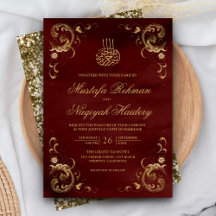 Moldura Dourada Antiga Casamento Islâmico Vermelho