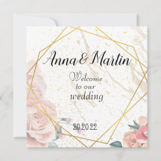 Convite moldura dourada com flores