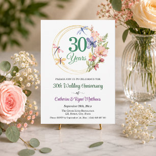 Convite Moldura Dourada de 30º Aniversário de Casamento Fl