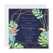 Moldura Dourada Monstera Flamingo Tropical Naval N