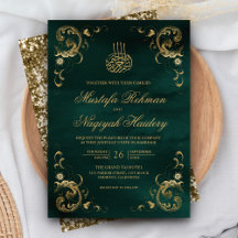 Moldura em Ouro Antigo Casamento Islâmico Verde Es