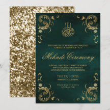 Moldura em Ouro Antigo Verde Esmeralda Mehndi Islâ