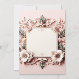 Convite Moldura Floral 3D