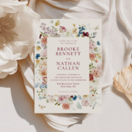 Convite Moldura Floral Borboleta Romântica Casamento