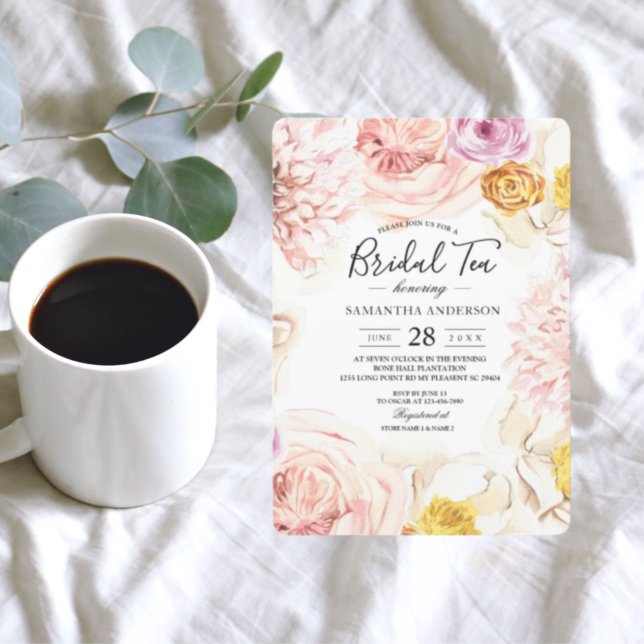 Convite Moldura Floral Colorida Moderna de Aquarela (Criador carregado)