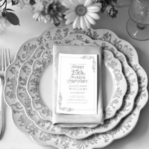 Convite Moldura Floral Dourada de 25º Aniversário de Casam