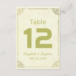Convite Moldura Floral Dourada Número da Mesa de Assentos
