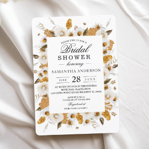 Convite Moldura Floral em Aquarela Amarelo de Outono e Bra