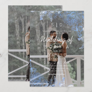 Convite Moldura Floral Moderna Foto Casamento Moderno