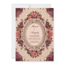 Moldura Floral Oval de Plum Coral Vitoriana Casame