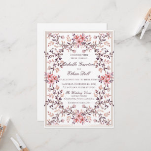 Convite Moldura Floral Romântica em Aquarela - Tons de Out